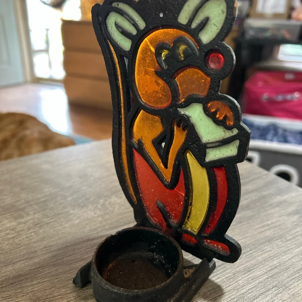 Colorful‎ Stained Glass Mouse Candle Holder
